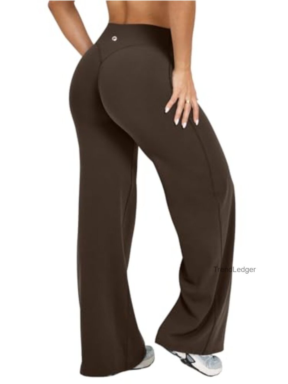 Straight Leg Yoga Pants High Rise Stretchy Nylon Spandex Casual Bottoms